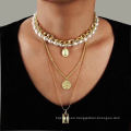 Shangjie oem vintage multicapa perla moneda gema colgante de joyería bohemia collares hechos a medida